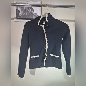 J Crew Navy Blazer with Cream Trim